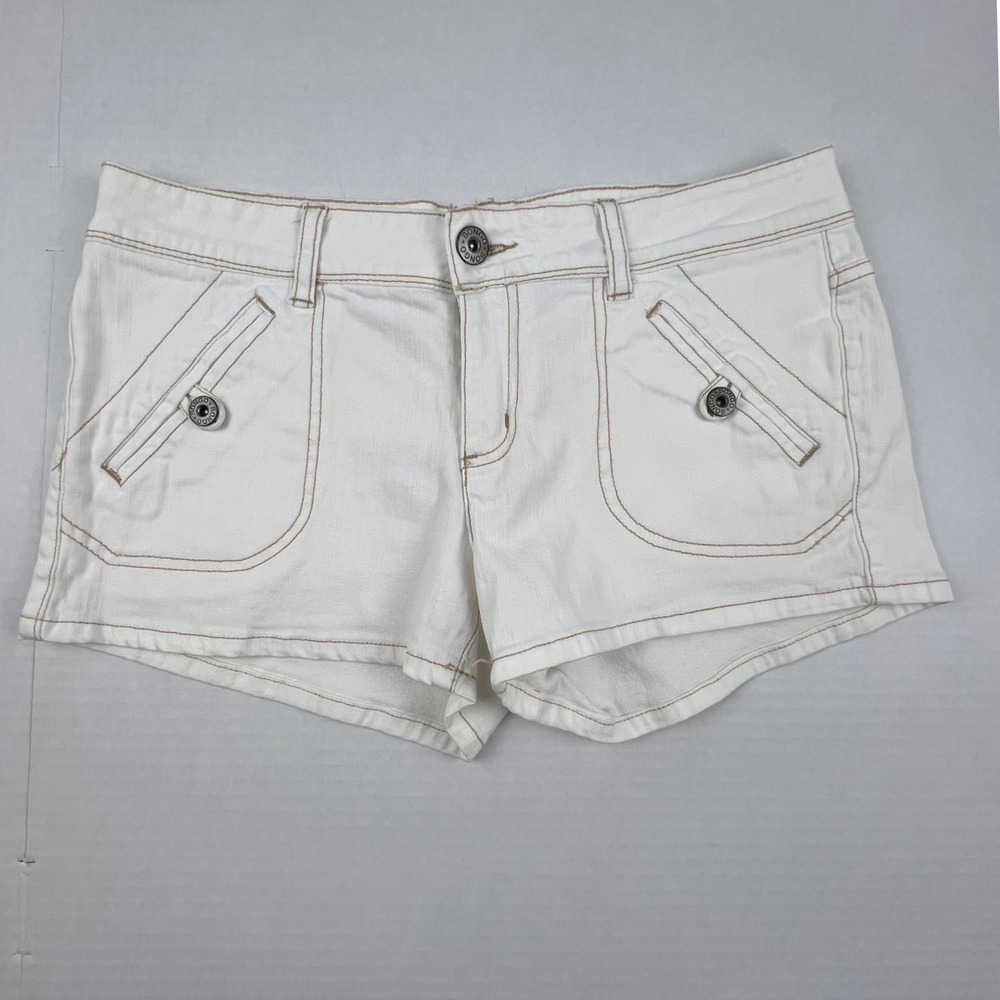 BONGO White Denim Shorts Womens 11 Contrast Stitch Y2K Low Rise Festival